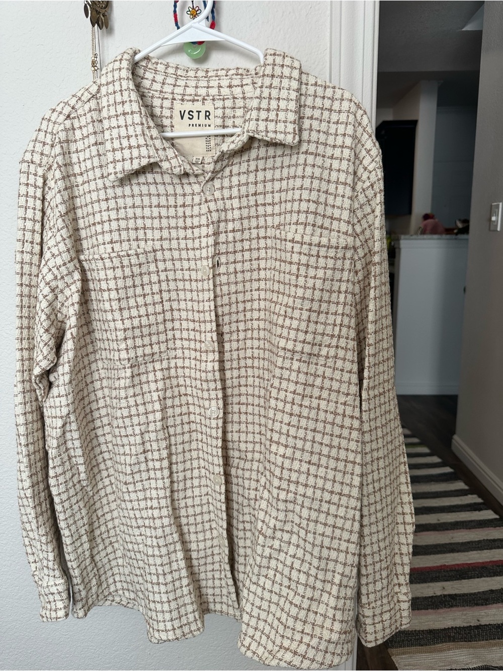VSTR Cream Plaid Casual Button-Down Shirt